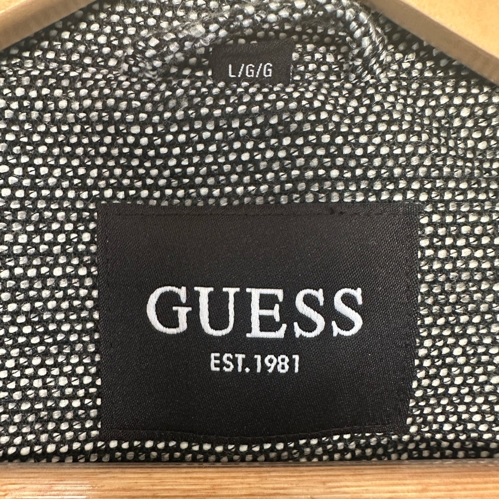 GUESS Women's Black Gray Double-Breasted Coat Water Resistant Large - Picture 5 of 10